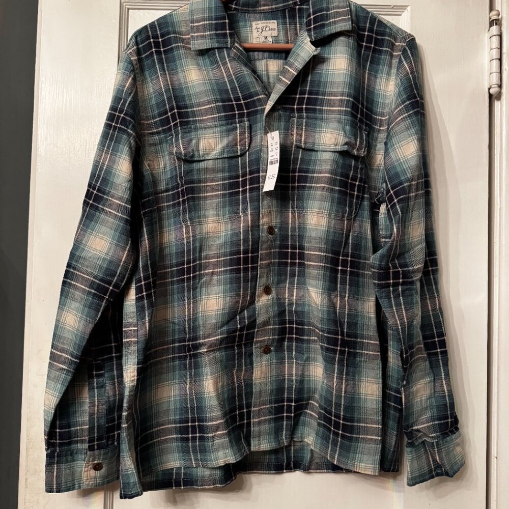 J Crew Cotton-hemp blend twill camp-collar shirt * sz Medium